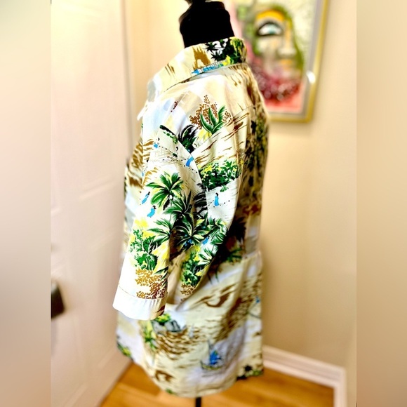 Vintage Woolcrest 50’s Men’s Hawaiian shirt w/palm trees w/populated sandy beach - Picture 5 of 11